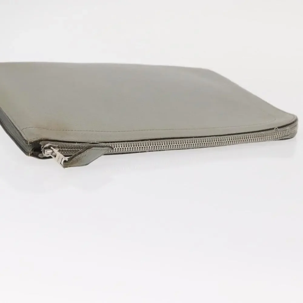 Hermes Zip Tablet Clutch Bag Epsom Gray